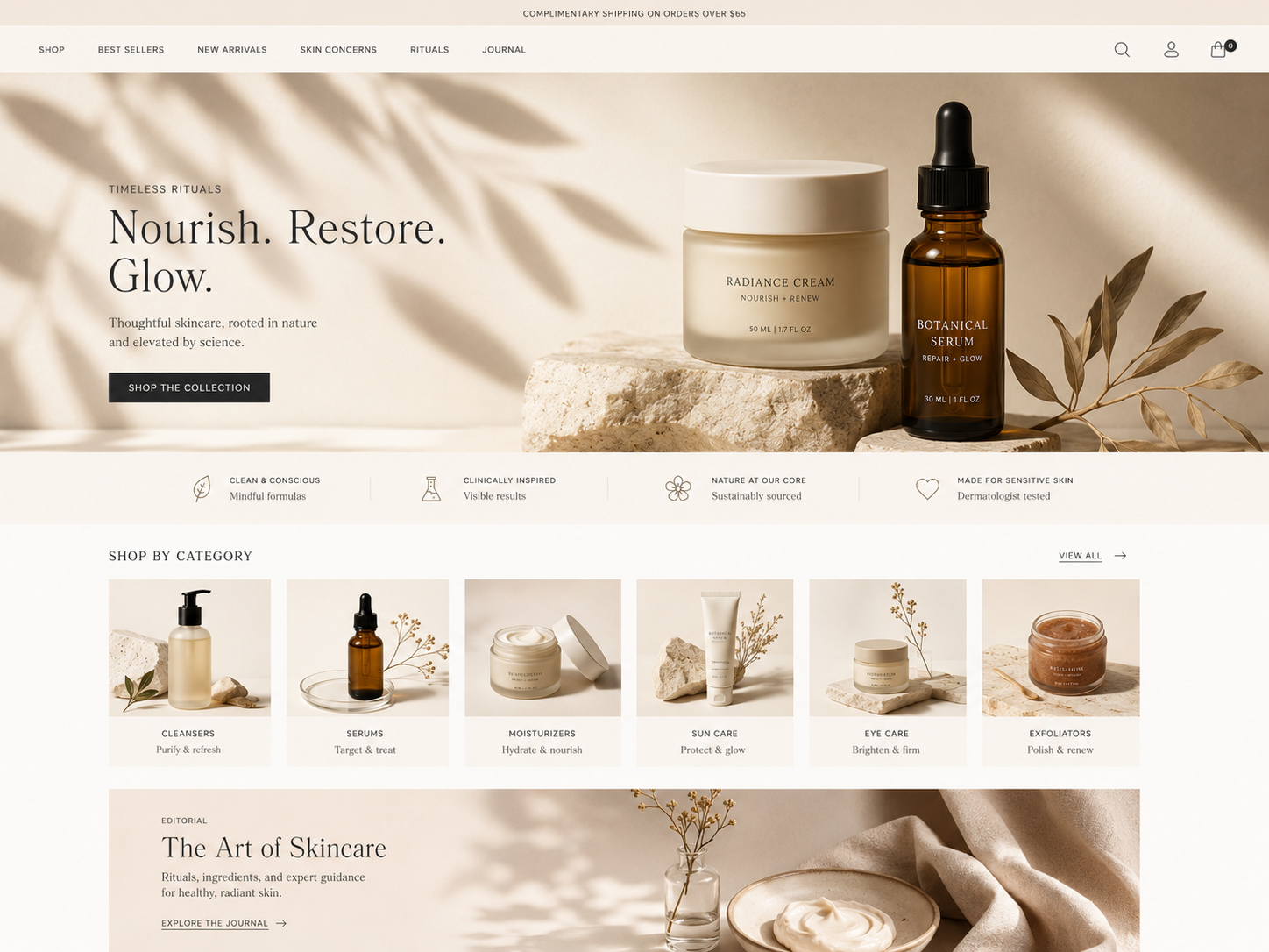 Aperçu du thème Lumière pour boutique beauté